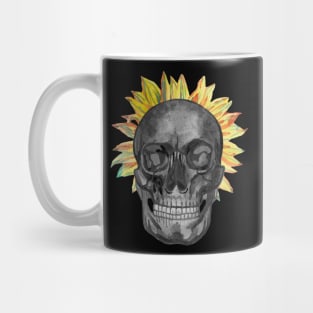 Human skull and a sunflower crown Mug